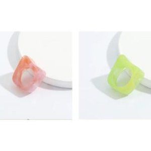 Women's Ring Acrylic Irregular Pink or Lime